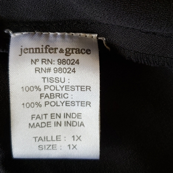 Jennifer & Grace Cold Shoulder Blouse, Black, 1X - Picture 9 of 9